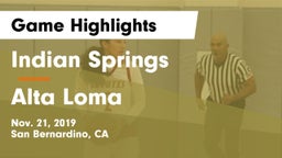 Indian Springs  vs Alta Loma  Game Highlights - Nov. 21, 2019