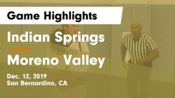 Indian Springs  vs Moreno Valley  Game Highlights - Dec. 12, 2019