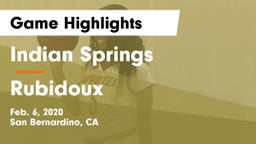 Indian Springs  vs Rubidoux  Game Highlights - Feb. 6, 2020