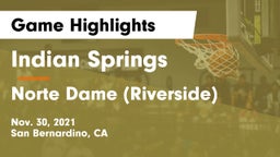 Indian Springs  vs Norte Dame (Riverside) Game Highlights - Nov. 30, 2021