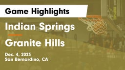 Indian Springs  vs Granite Hills Game Highlights - Dec. 4, 2023