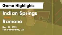 Indian Springs  vs Ramona  Game Highlights - Dec. 27, 2023