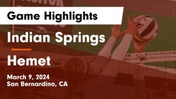 Indian Springs  vs Hemet  Game Highlights - March 9, 2024