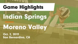 Indian Springs  vs Moreno Valley  Game Highlights - Oct. 2, 2019