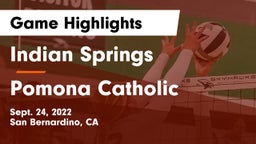 Indian Springs  vs Pomona Catholic Game Highlights - Sept. 24, 2022