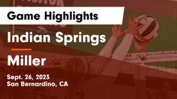 Indian Springs  vs Miller  Game Highlights - Sept. 26, 2023