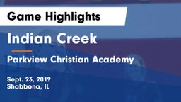 Indian Creek  vs Parkview Christian Academy Game Highlights - Sept. 23, 2019
