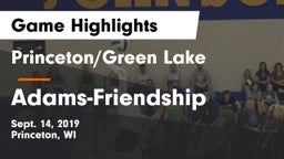 Princeton/Green Lake  vs Adams-Friendship  Game Highlights - Sept. 14, 2019