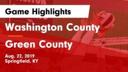 Washington County  vs Green County  Game Highlights - Aug. 22, 2019