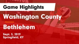 Washington County  vs Bethlehem Game Highlights - Sept. 3, 2019
