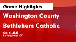 Washington County  vs Bethlehem Catholic  Game Highlights - Oct. 6, 2020