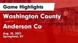 Washington County  vs Anderson Co  Game Highlights - Aug. 30, 2022