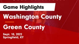 Washington County  vs Green County Game Highlights - Sept. 10, 2022