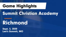 Summit Christian Academy vs Richmond  Game Highlights - Sept. 3, 2020