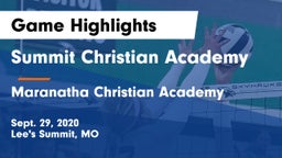 Summit Christian Academy vs Maranatha Christian Academy Game Highlights - Sept. 29, 2020
