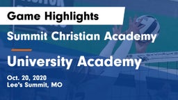 Summit Christian Academy vs University Academy Game Highlights - Oct. 20, 2020