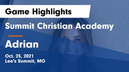Summit Christian Academy vs Adrian  Game Highlights - Oct. 25, 2021