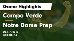 Campo Verde  vs Notre Dame Prep Game Highlights - Dec. 7, 2017
