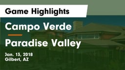 Campo Verde  vs Paradise Valley  Game Highlights - Jan. 13, 2018