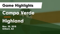 Campo Verde  vs Highland Game Highlights - Nov. 20, 2018