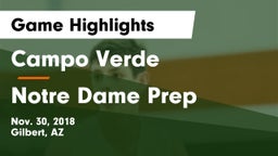 Campo Verde  vs Notre Dame Prep  Game Highlights - Nov. 30, 2018