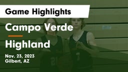 Campo Verde  vs Highland  Game Highlights - Nov. 23, 2023