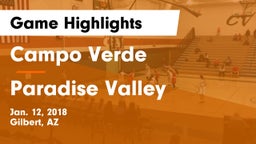 Campo Verde  vs Paradise Valley  Game Highlights - Jan. 12, 2018