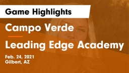Campo Verde  vs Leading Edge Academy Game Highlights - Feb. 24, 2021