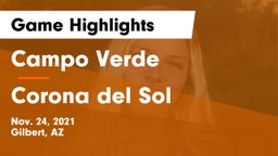 Campo Verde  vs Corona del Sol  Game Highlights - Nov. 24, 2021