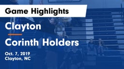 Clayton  vs Corinth Holders  Game Highlights - Oct. 7, 2019