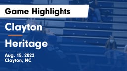 Clayton  vs Heritage Game Highlights - Aug. 15, 2022