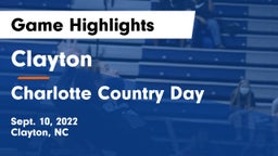 Clayton  vs Charlotte Country Day Game Highlights - Sept. 10, 2022