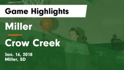 Miller  vs Crow Creek Game Highlights - Jan. 16, 2018
