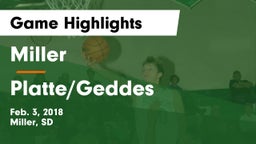 Miller  vs Platte/Geddes  Game Highlights - Feb. 3, 2018