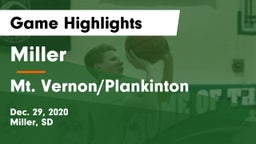 Miller  vs Mt. Vernon/Plankinton  Game Highlights - Dec. 29, 2020