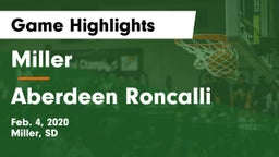 Miller  vs Aberdeen Roncalli  Game Highlights - Feb. 4, 2020