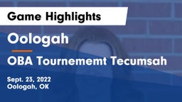 Oologah  vs OBA Tournememt Tecumsah Game Highlights - Sept. 23, 2022