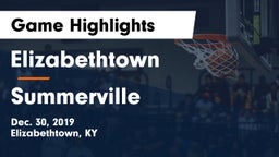 Elizabethtown  vs Summerville Game Highlights - Dec. 30, 2019