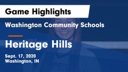 Washington Community Schools vs Heritage Hills  Game Highlights - Sept. 17, 2020