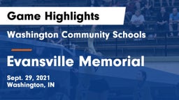 Washington Community Schools vs Evansville Memorial Game Highlights - Sept. 29, 2021