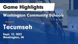 Washington Community Schools vs Tecumseh  Game Highlights - Sept. 12, 2022