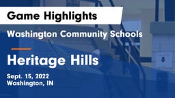 Washington Community Schools vs Heritage Hills  Game Highlights - Sept. 15, 2022