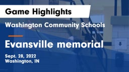 Washington Community Schools vs Evansville memorial Game Highlights - Sept. 28, 2022