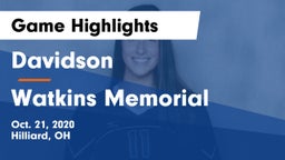 Davidson  vs Watkins Memorial  Game Highlights - Oct. 21, 2020