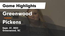 Greenwood  vs Pickens  Game Highlights - Sept. 27, 2022