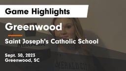 Greenwood  vs Saint Joseph's Catholic School Game Highlights - Sept. 30, 2023