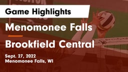 Menomonee Falls  vs Brookfield Central  Game Highlights - Sept. 27, 2022