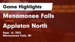 Menomonee Falls  vs Appleton North  Game Highlights - Sept. 16, 2023