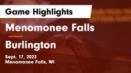 Menomonee Falls  vs Burlington  Game Highlights - Sept. 17, 2023