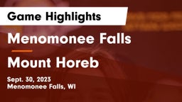 Menomonee Falls  vs Mount Horeb  Game Highlights - Sept. 30, 2023